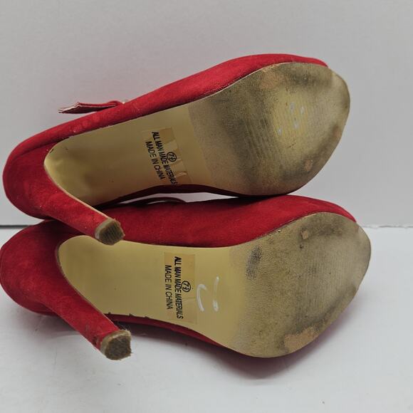 Mark & Maddux Bright Red Stripper Platform Stelletos Size 7.5 - Picture 7 of 8